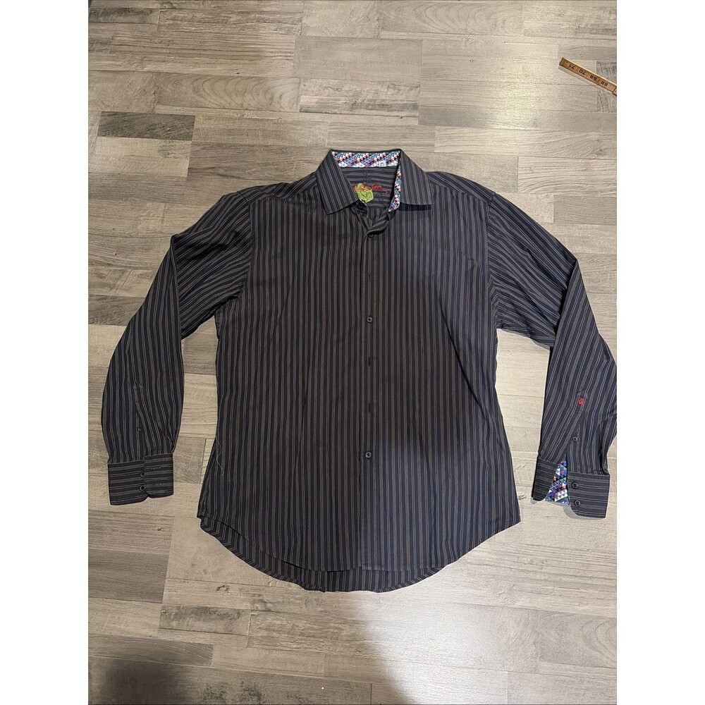 Robert Graham Men's Button Down Shirt Size XL BLUE STRIPE RARE